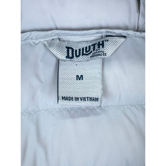 Duluth Trading Co Womens Down Jacket Sz M Pertex Quantum Hooded Puffer Lt Gray - Picture 5 of 9